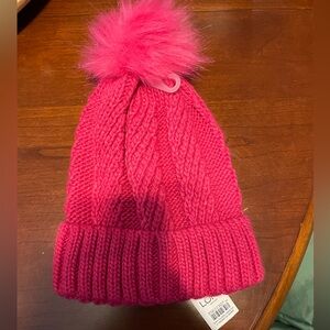 NWT Loft Pink Knit Pom Pom Beanie Hat